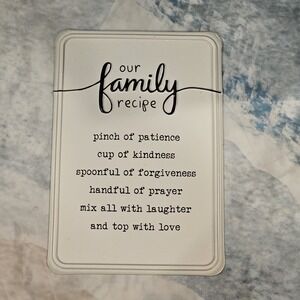 Family Recipe Metal Sign Inspirational Wall Decor Farmhouse Kitchen Plaque
